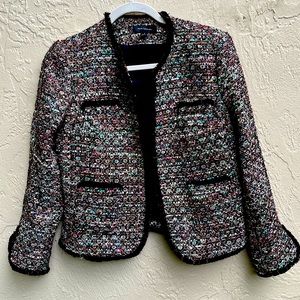 Ann Taylor SPARKLING Crop tweed Jacket size 0